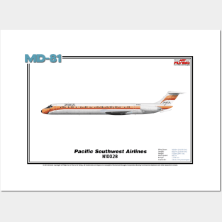 McDonnell Douglas MD-81 - Pacific Southwest Airlines (Art Print) Posters and Art